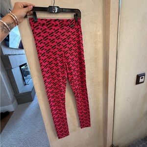 Versace Pink and Black Graphic Leggings